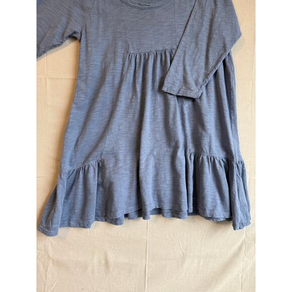 Lucky Brand Summer Dress XL Babydoll Empire Waist Cotton Blend Blue Flowy Tiered - Picture 2 of 7